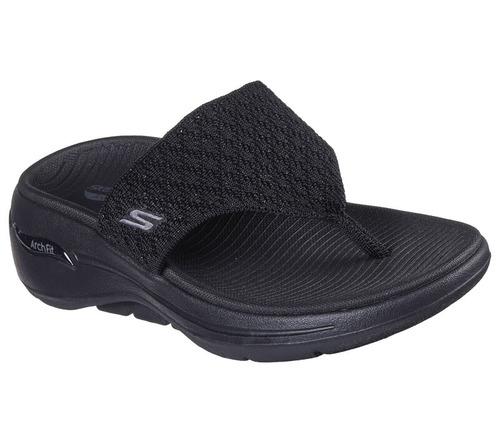 Skechers womens black sandals online