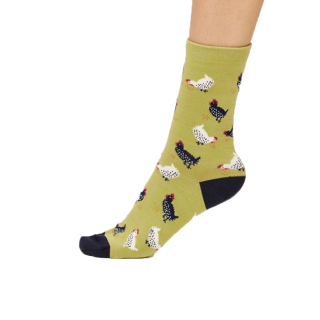 Thought Cute Chicken Socks Pea Green (1 Pair) UK 4 - 7