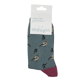 Thought Eden Bamboo Bird Socks Eucalyptus Blue 4 - 7