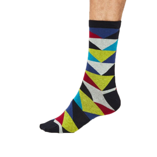 Thought GOTS Bold Geo Triangle Socks Dark Navy (1 Pair) UK 7-11