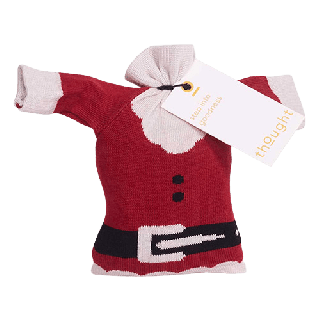 Thought Nicholas GOTS Organic Cotton Christmas Jumper Sock In A Bag Bright Red 7-11UK