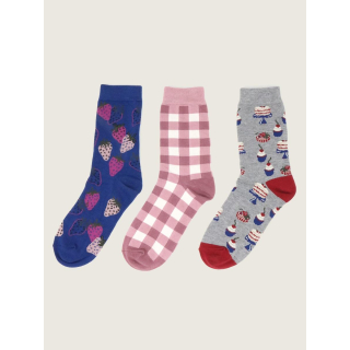 Thought Strawberries & Cream Picnic Pack Of 3 Socks UK 4 - 7