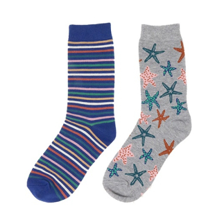 Thought Starfish & Stripe Pack Of 2 Socks UK 4 - 7