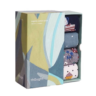 Thought Fiona GOTS Organic Cotton Afternoon Tea Sock Box Multi UK 4-7