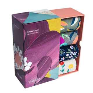 Thought Flavia Floral Bamboo 4 Pack Sock Box Multi 4-7