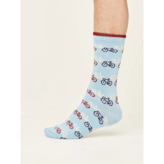 Thought Bicycle Race Socks Pastel Blue (1 Pair) UK 7-11