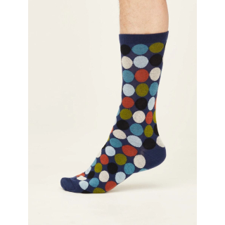 Thought GOTS Geometric Socks Mineral Blue (1 Pair) UK 7-11