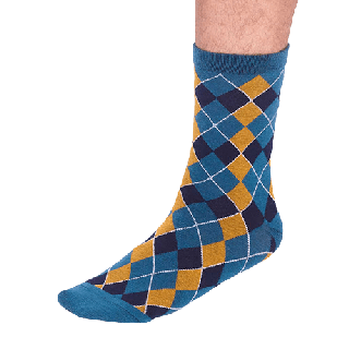 Thought Ivan GOTS Organic Cotton Check Socks Teal Blue 7-11UK