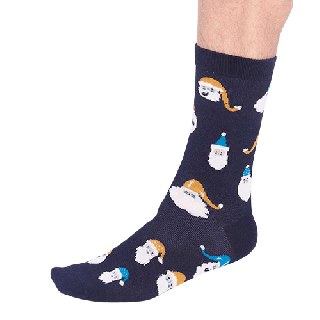 Thought Alfredo Bamboo Christmas Snowman Socks Navy 7-11UK