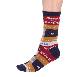 Thought Caleb GOTS Organic Cotton Christmas Slogan Socks Navy 7-11UK