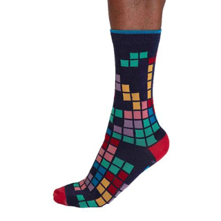 Thought Lucas Bamboo Arcade Socks Indigo Blue 7-11