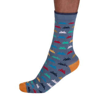 Thought Lucas Bamboo Arcade Socks Misty Blue 7-11