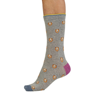 Thought Axel Bear Organic Cotton Socks Mid Grey Marle 7-11