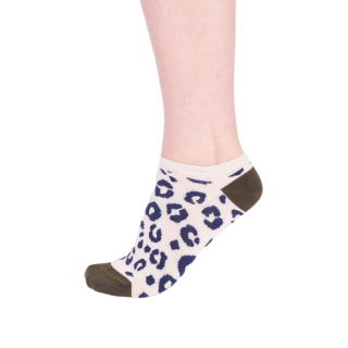 Thought Reese Bamboo Leopard Trainer Socks Cream (1 Pair) UK 4-7