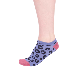 Thought Reese Bamboo Leopard Trainer Socks Periwinkle Blue (1 Pair) UK 4-7