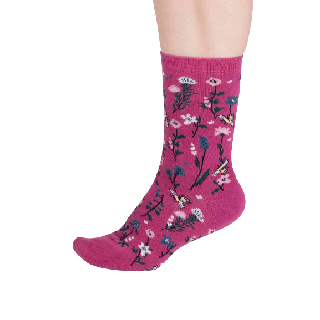 Thought GOTS Edana Organic Cotton Bee Socks Raspberry Pink UK 4-7