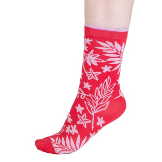 Thought Tamara Bamboo Floral Socks Strawberry Red UK 4-7