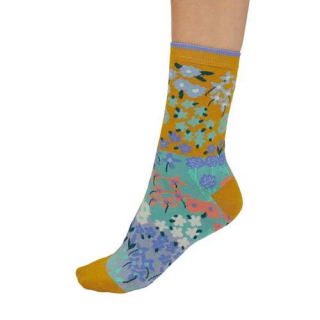 Thought Marguerite Floral Organic Cotton Socks Cumin Yellow 4-7