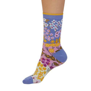 Thought Marguerite Floral Organic Cotton Socks Light Sapphire Blue 4-7