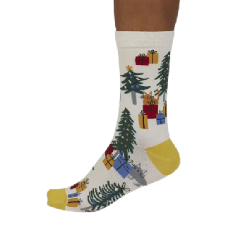 Thought Jemila Christmas Organic Cotton Socks Stone White 4-7